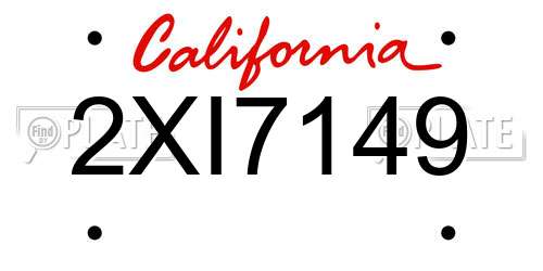 2XI7149 California License Plate