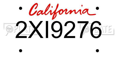 2XI9276 California License Plate