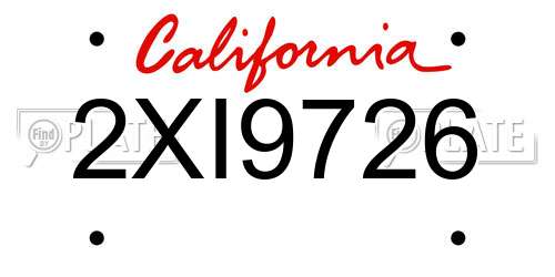 2XI9726 California License Plate