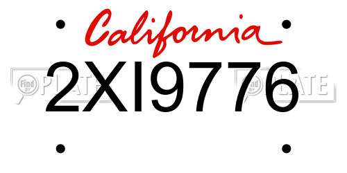 2XI9776 California License Plate