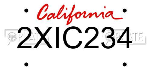 2XIC234 California License Plate
