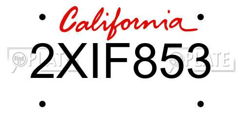 2XIF853 California License Plate