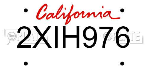 2XIH976 California License Plate
