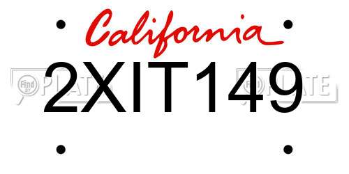2XIT149 California License Plate