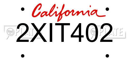 2XIT402 California License Plate