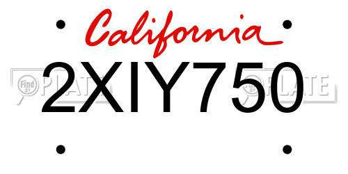 2XIY750 California License Plate