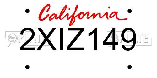2XIZ149 California License Plate
