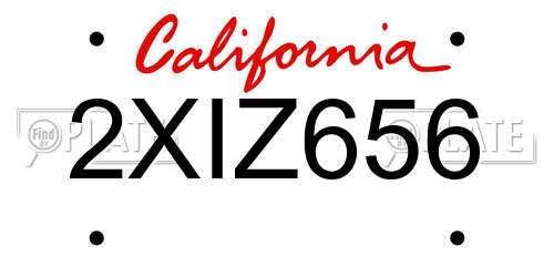 2XIZ656 California License Plate
