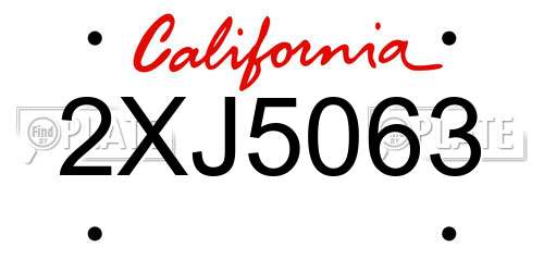 2XJ5063 California License Plate