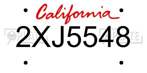 2XJ5548 California License Plate
