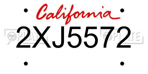 2XJ5572 California License Plate