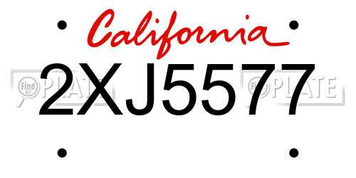 2XJ5577 California License Plate