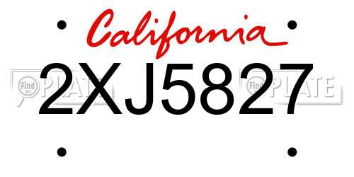 2XJ5827 California License Plate