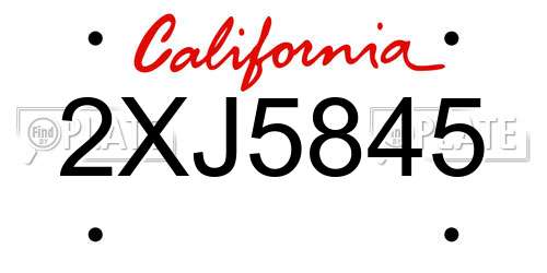 2XJ5845 California License Plate