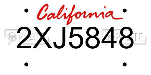 2XJ5848 California License Plate