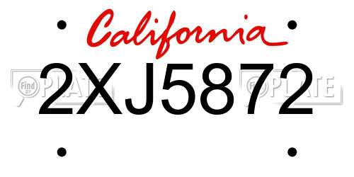 2XJ5872 California License Plate