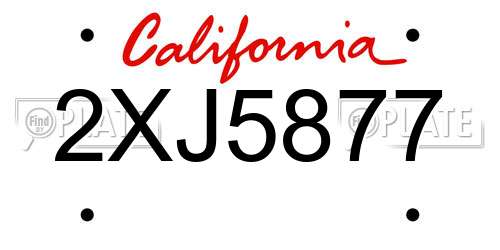 2XJ5877 California License Plate