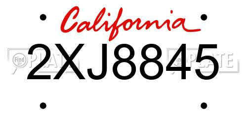 2XJ8845 California License Plate