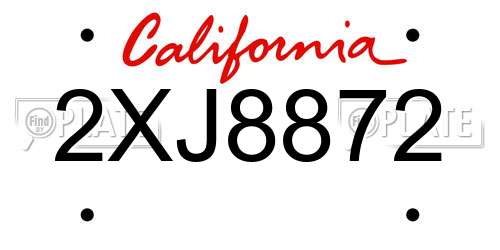 2XJ8872 California License Plate