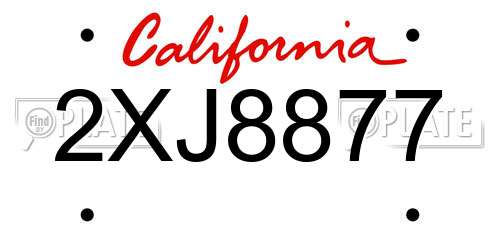 2XJ8877 California License Plate