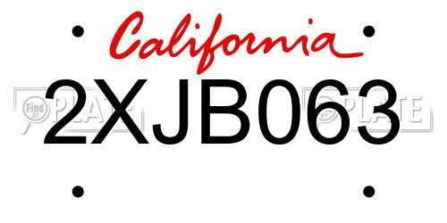 2XJB063 California License Plate