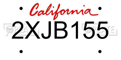 2XJB155 California License Plate