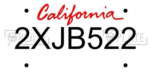 2XJB522 California License Plate