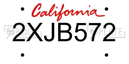 2XJB572 California License Plate