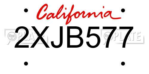 2XJB577 California License Plate