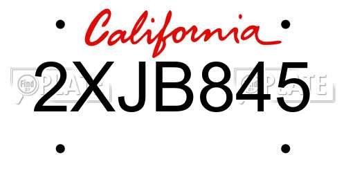 2XJB845 California License Plate