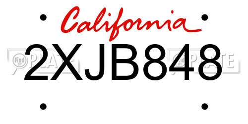 2XJB848 California License Plate