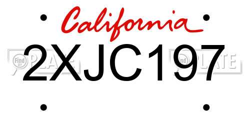 2XJC197 California License Plate