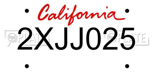 2XJJ025 California License Plate