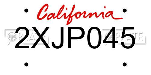 2XJP045 California License Plate