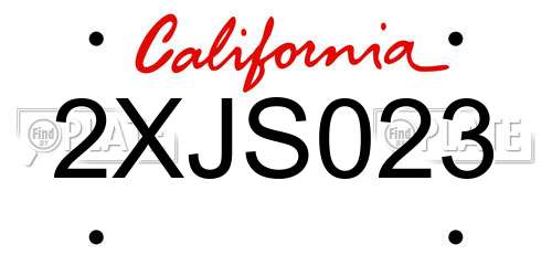 2XJS023 California License Plate