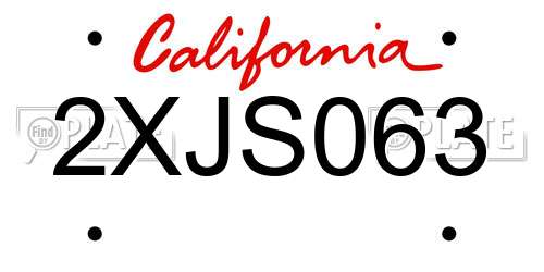2XJS063 California License Plate