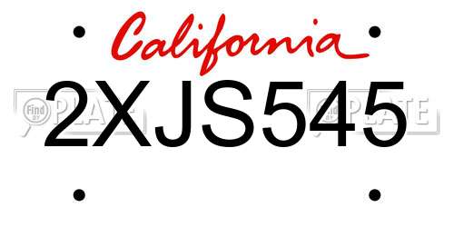 2XJS545 California License Plate