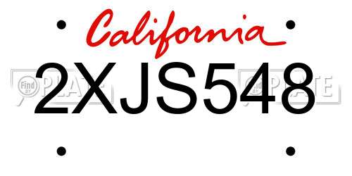 2XJS548 California License Plate
