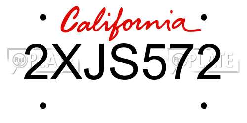 2XJS572 California License Plate