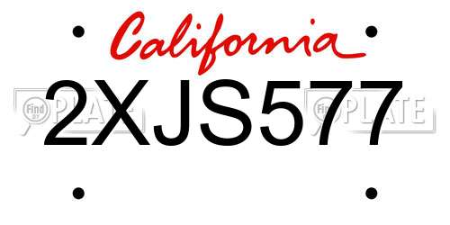 2XJS577 California License Plate