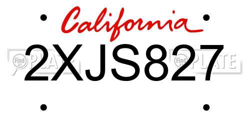 2XJS827 California License Plate