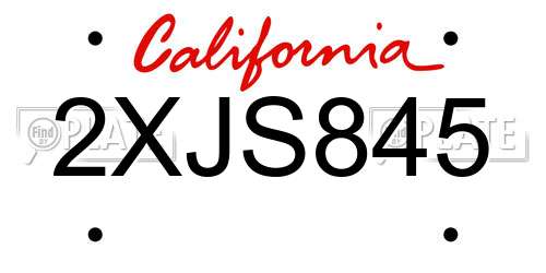 2XJS845 California License Plate