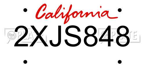 2XJS848 California License Plate