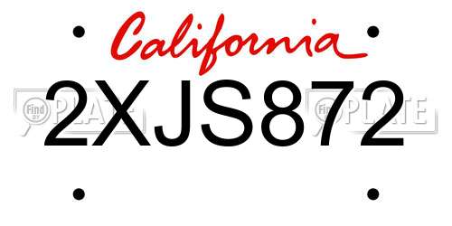 2XJS872 California License Plate