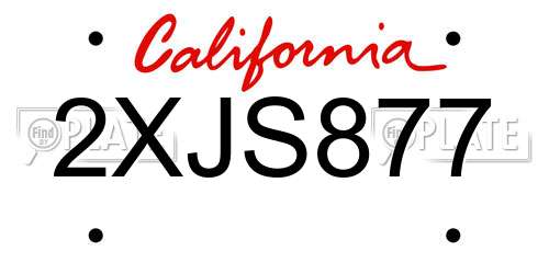 2XJS877 California License Plate
