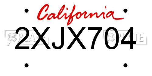 2XJX704 California License Plate