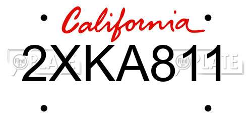 2XKA811 California License Plate