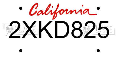 2XKD825 California License Plate