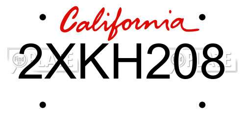 2XKH208 California License Plate