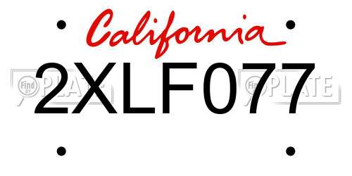 2XLF077 California License Plate